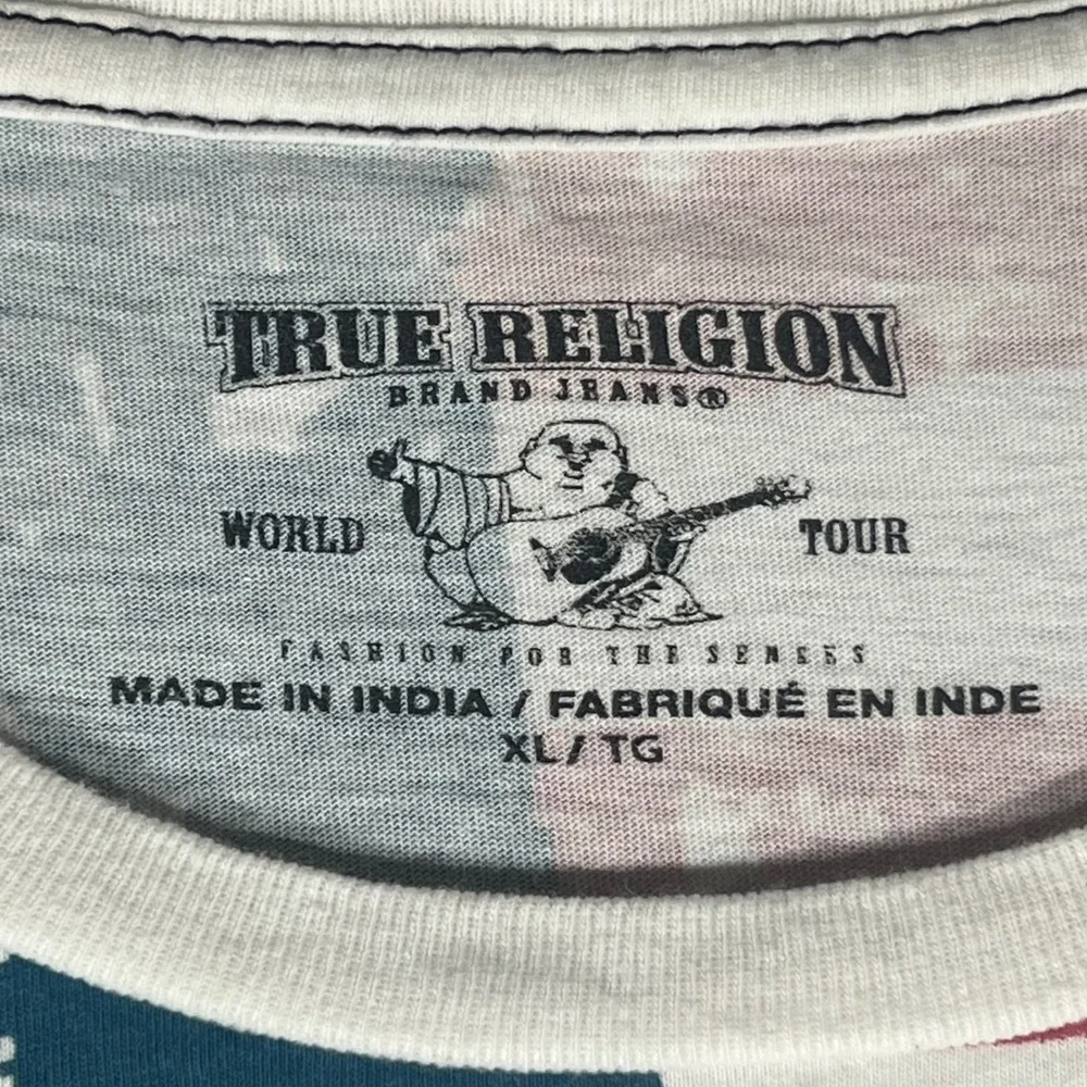 True Religion Mens American Flag Buddha Brand T-Shirt XL Stars‎ Stripes